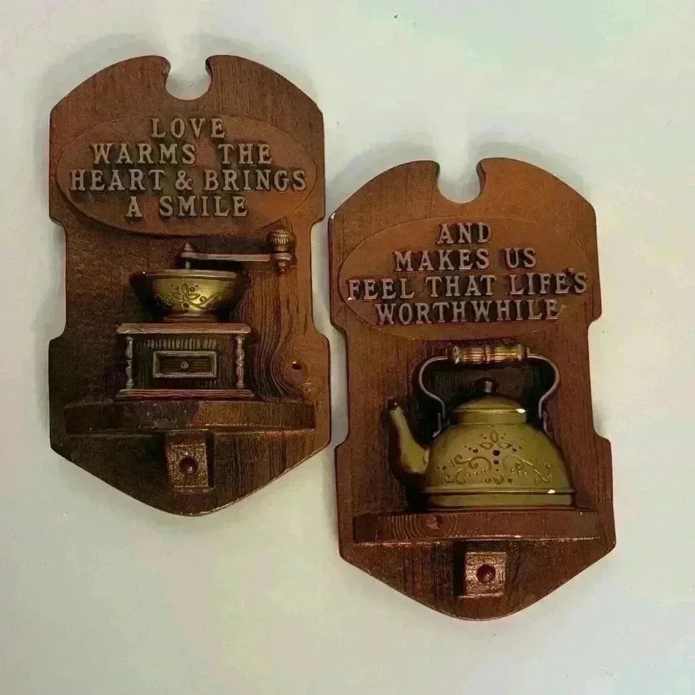 Set of two 1978 Miller Studio chalkware wall hangings Victorian  kitchen theme